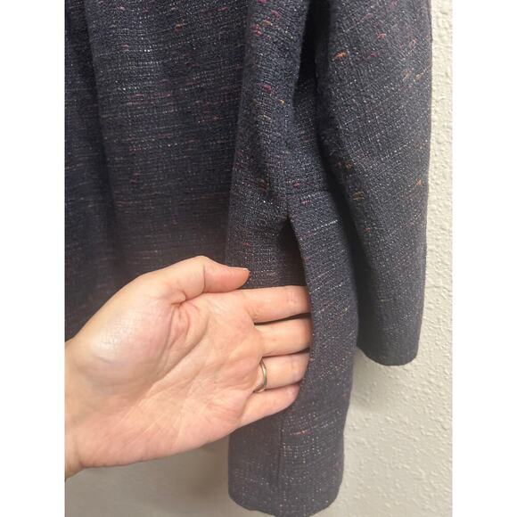 J. Jill Women’s Navy Tweed Cotton Blend Button Up Babydoll Jacket Large Petite - Picture 10 of 10